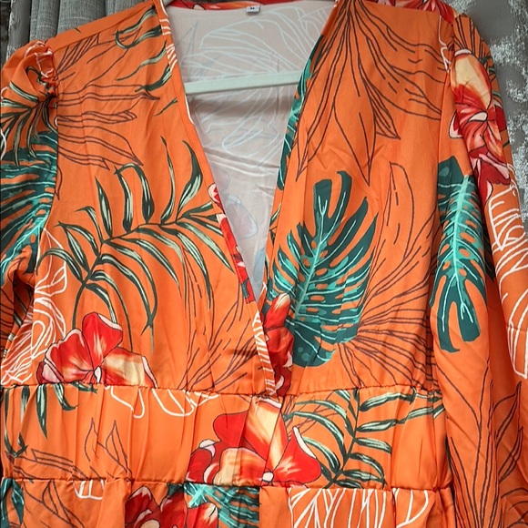 Tropical Orange Floral Dress Size XL - Picture 5 of 6